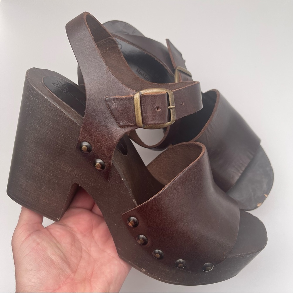 Max Mara Weekend Leather Slingback Sandals Mules Clogs Made in Italy size 39